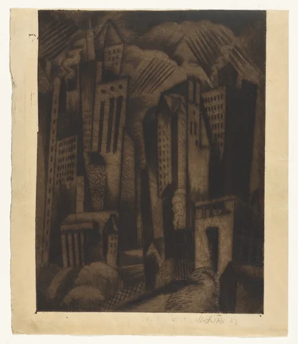 Cityscape by Jan Matulka, print, 1923