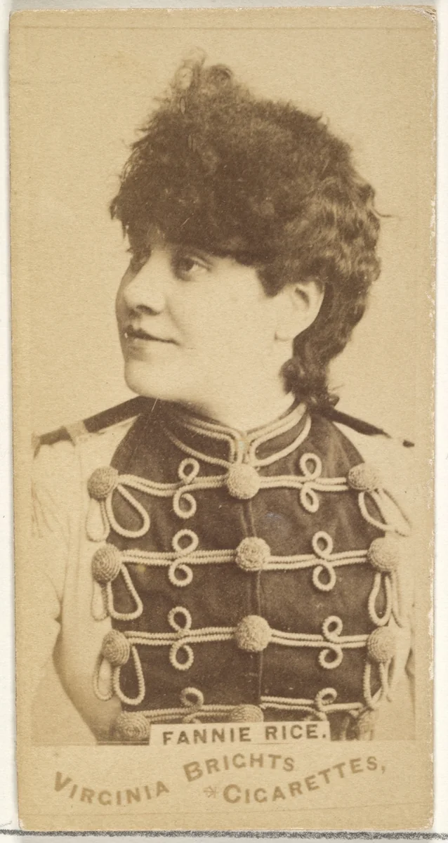 Fanny Rice, from the Actors and Actresses series (N45, Type 1) for Virginia Brights Cigarettes by Allen & Ginter, photograph, 1885-1891