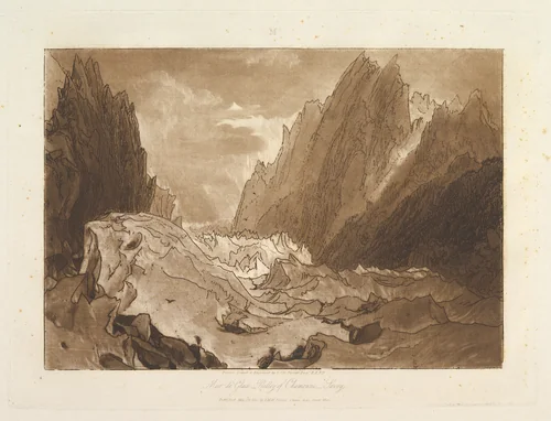 Mêr de Glace, Valley of Chamouni-Savoy, part X, plate 50 from "Liber Studiorum" by Joseph Turner, print, 1812