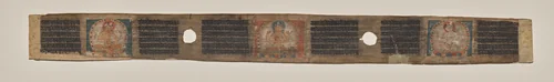 Prajnaparamita ﬂanked by two female ﬁgures, folio 1 (verso), from a Manuscript of the Perfection of Wisdom in Eight Thousand Lines (Ashtasahasrika Prajnaparamita-sutra) by Unknown, painting, 1119