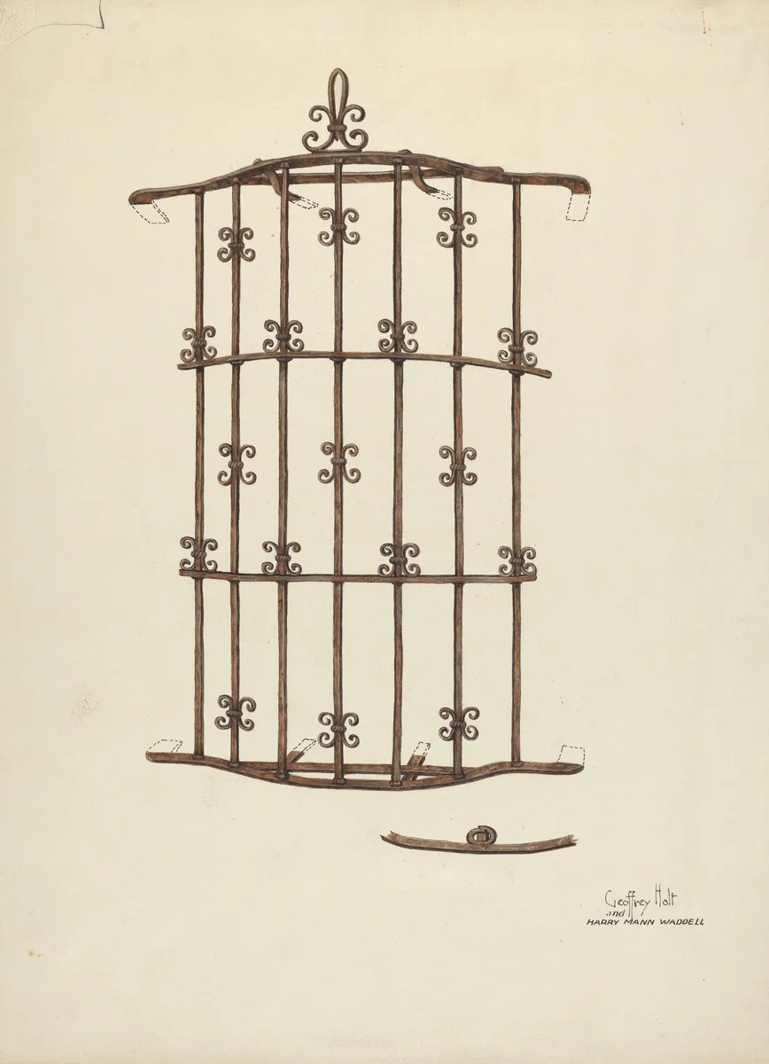 Iron Window Grille by Harry Mann Waddell, index of american design, 1936