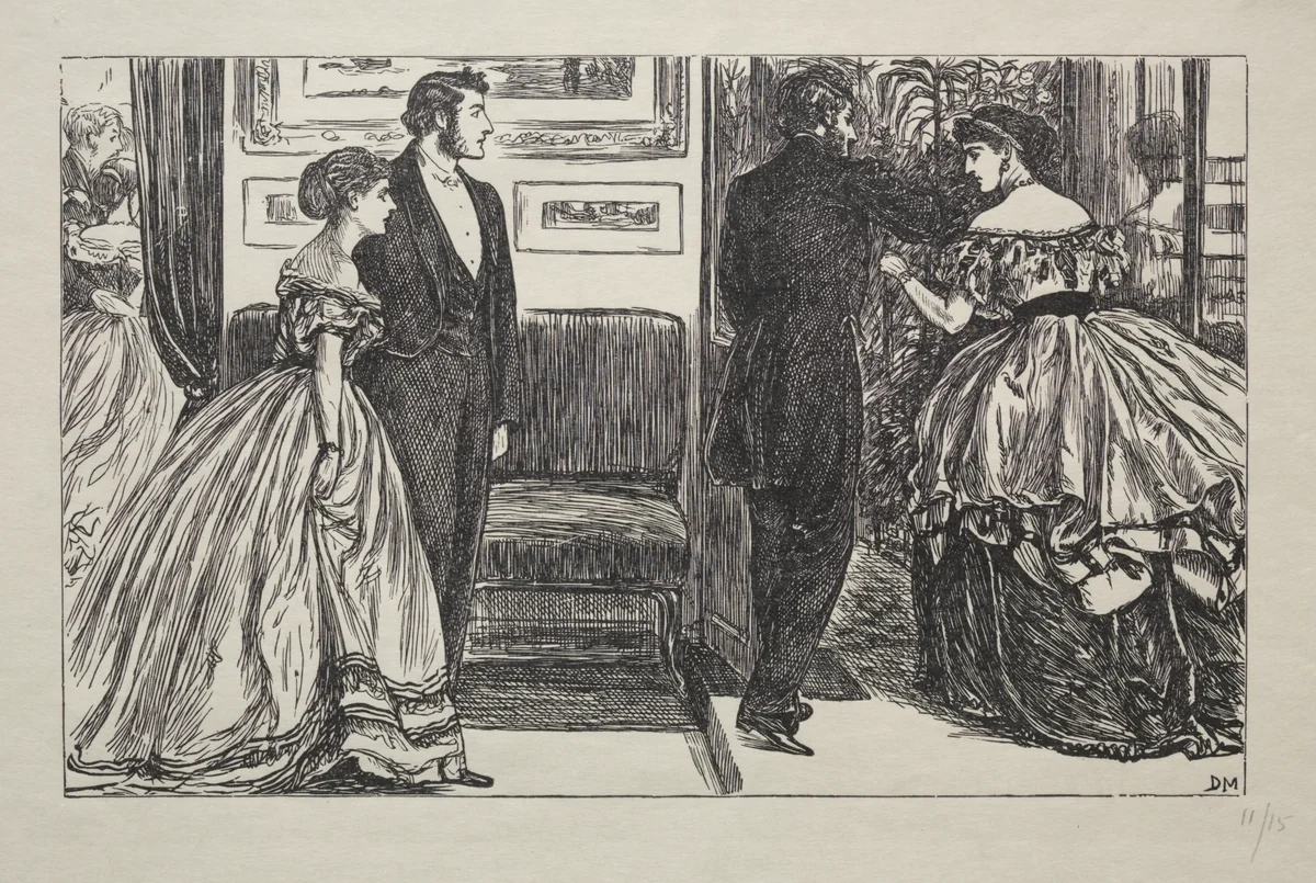 The Queen of Diamonds - How She Was Won and Lost by George Du Maurier, print, 1866