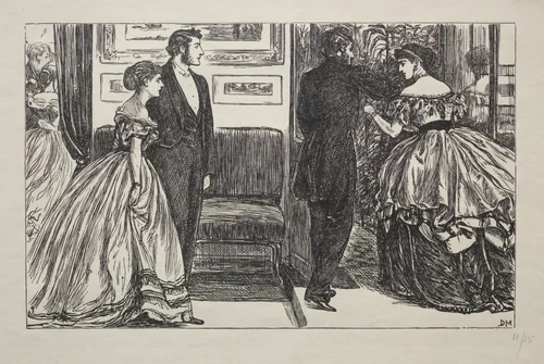 The Queen of Diamonds - How She Was Won and Lost by George Du Maurier, print, 1866