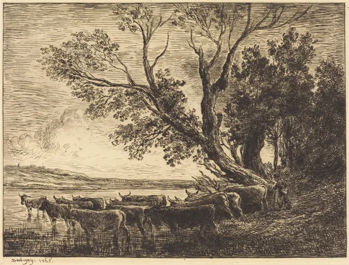 The Ford (Le Gue) by Charles-François Daubigny, print, 1865