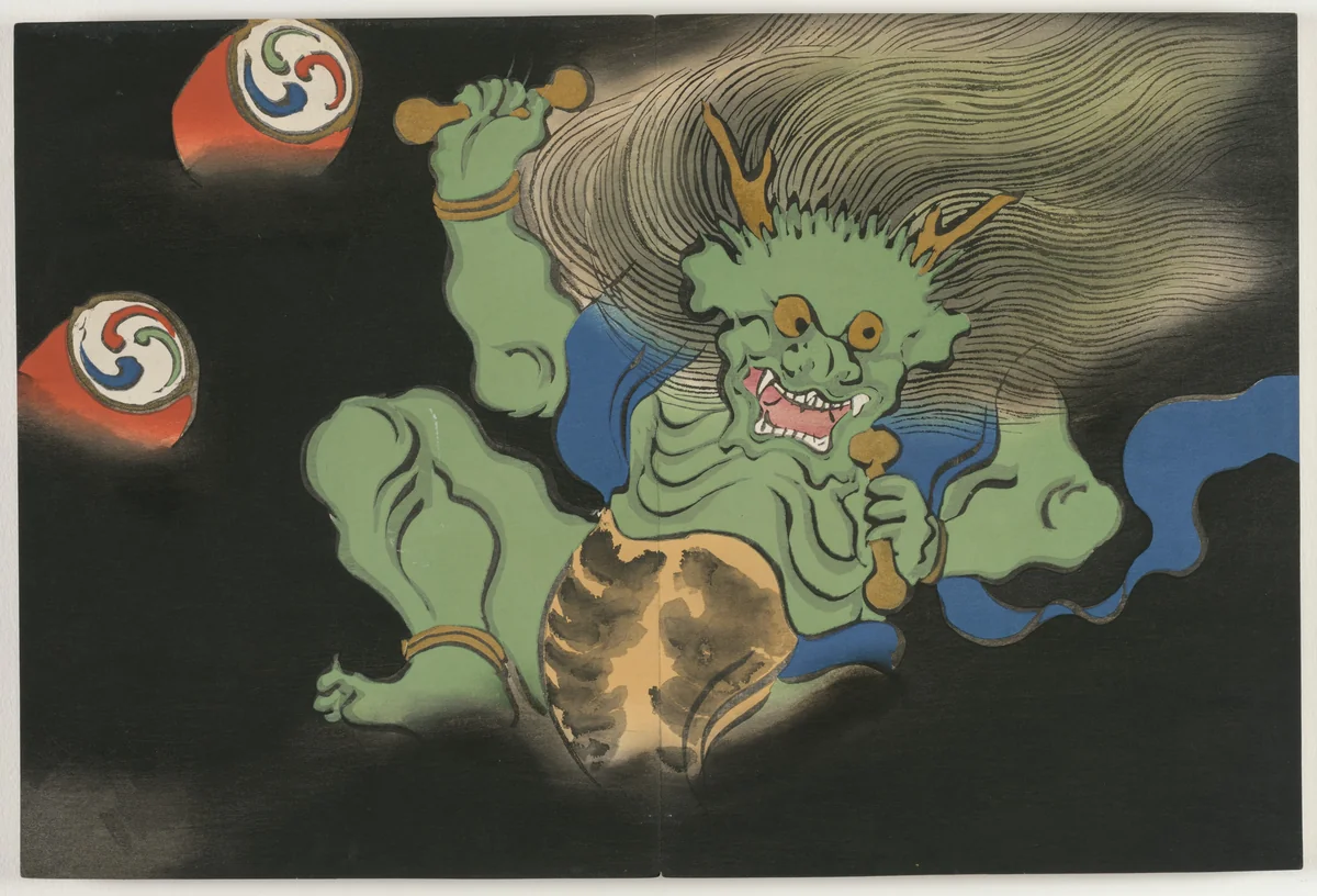 Flowers of a Hundred Worlds (Momoyogusa): God of Thunder (Raijin) (Kaminari) by Kamisaka Sekka, book, 1909-1910