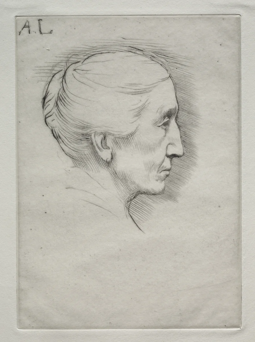 Portrait of Mme. Emily Hughes (1st Plate) by Alphonse Legros, print, 1857-1911