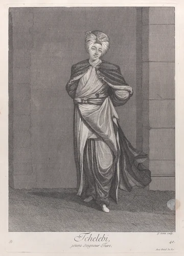 Tchelebi, jeune seigneur Turc, plate 40 from "Recueil de cent estampes représentent differentes nations du Levant" by Jean Baptiste Vanmour, print, 1714-1715