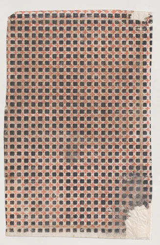 Sheet with overall pattern of squares and crosses by anonymous, print, 1800-1900