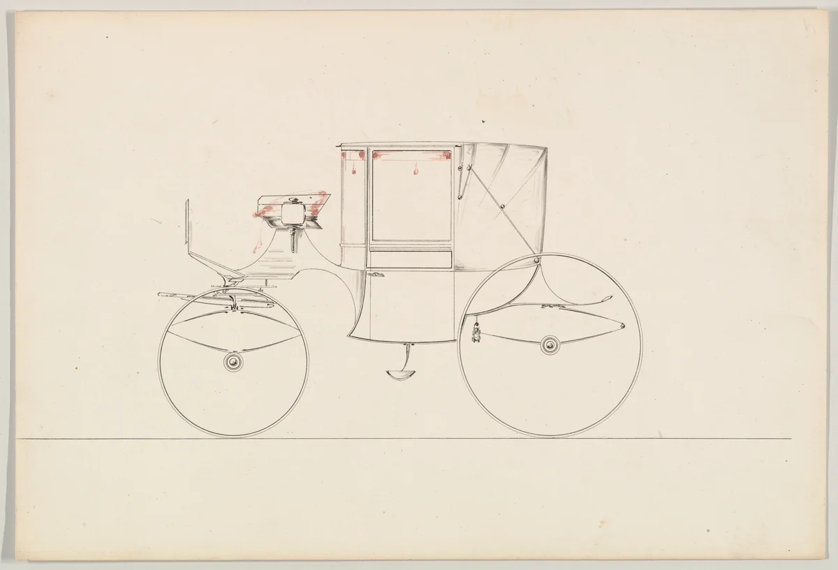 Design for Bow Front Landaulet (unnumbered) by Brewster & Co., drawing, 1850-1870