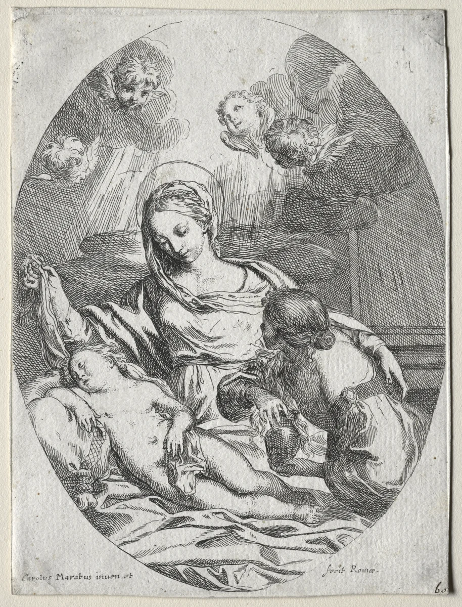 Madonna and Child with the Magdalen by Carlo Maratti, print, 1645-1700