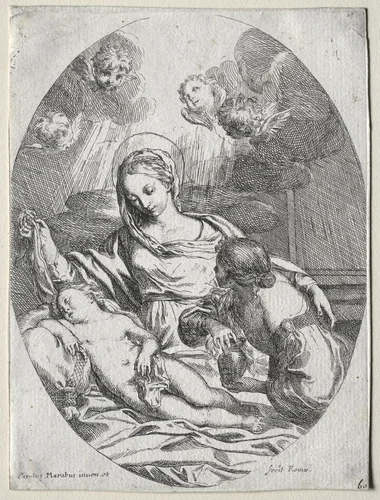 Madonna and Child with the Magdalen by Carlo Maratti, print, 1645-1700