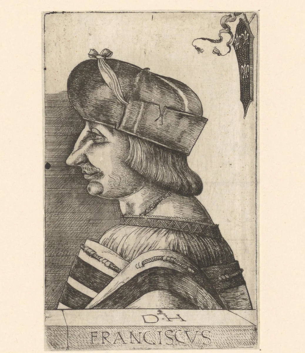 Portret van Frans I by Unknown, print, 1515-1536