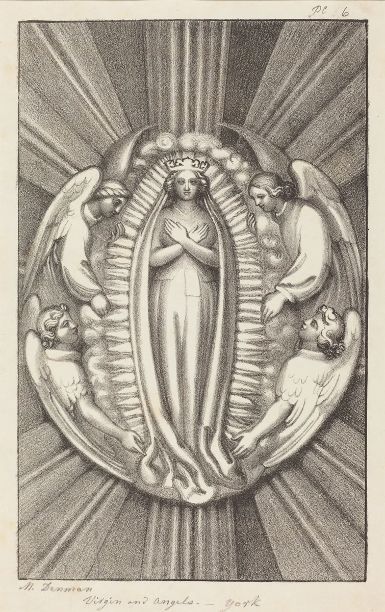 Virgin and Angels, a Key Stone in York by Maria Denman; John Flaxman, print, 1829