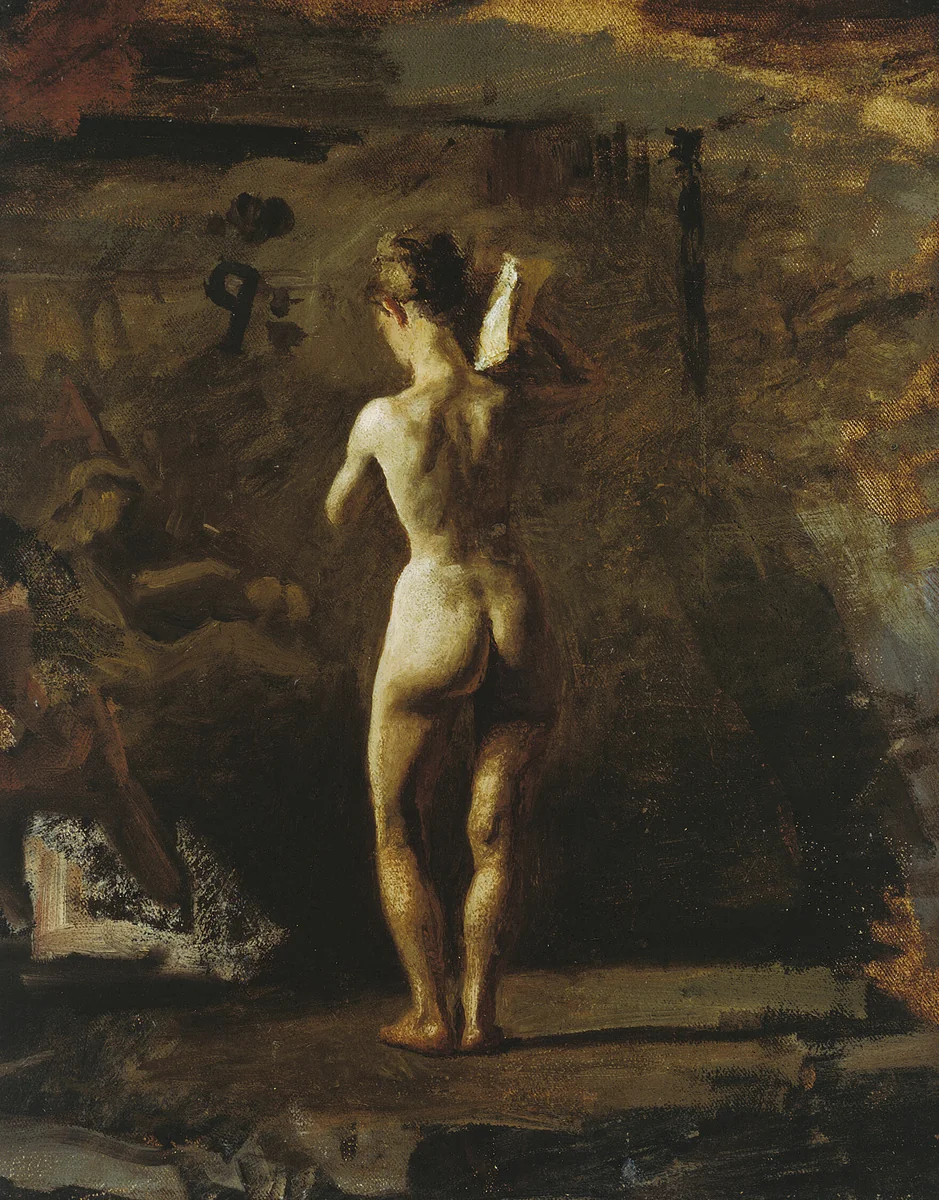 Study for "William Rush Carving His Allegorical Figure of the Schuylkill River" by Thomas Eakins, painting, 1876-1877