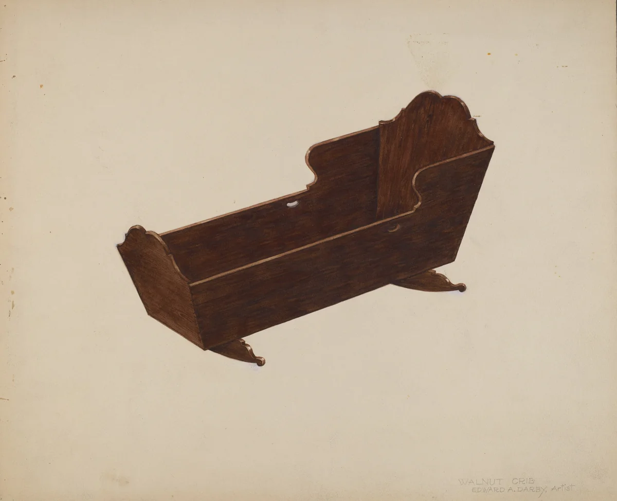 Walnut Crib by Edward A. Darby, index of american design, 1935-1942