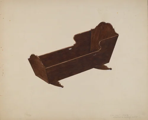 Walnut Crib by Edward A. Darby, index of american design, 1935-1942