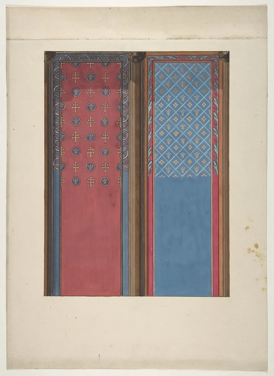 Design for the painted decoration of panels by Jules-Edmond-Charles Lachaise, drawing, 1845-1900