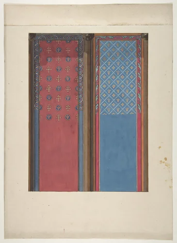 Design for the painted decoration of panels by Jules-Edmond-Charles Lachaise, drawing, 1845-1900
