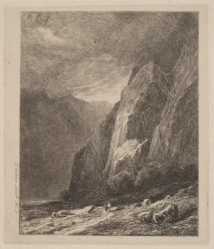 Cliffs in a Storm by Alexandre Calame, portfolio, 1838-1850