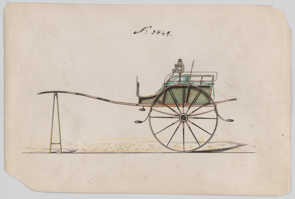 Whitechapel Cart #3449 by Brewster & Co., drawing, 1878