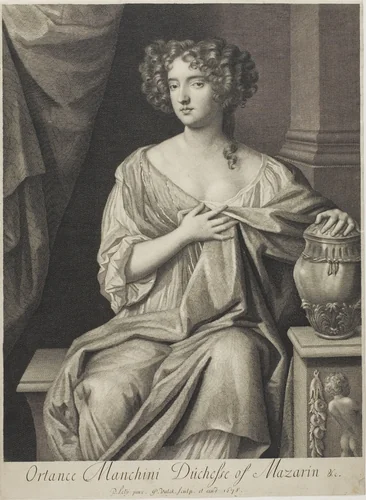 Ortensia Mancini, Duchess of Mazarin by Gerard Valck, print, 1678