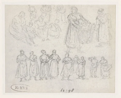Volksvrouwen by Georges Michel, drawing, 1773-1843