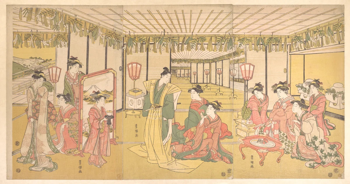 New Year's Celebration in a Large Mansion by Utagawa Toyokuni, print, 1781-1801