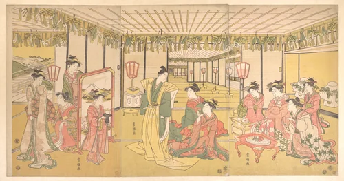 New Year's Celebration in a Large Mansion by Utagawa Toyokuni, print, 1781-1801