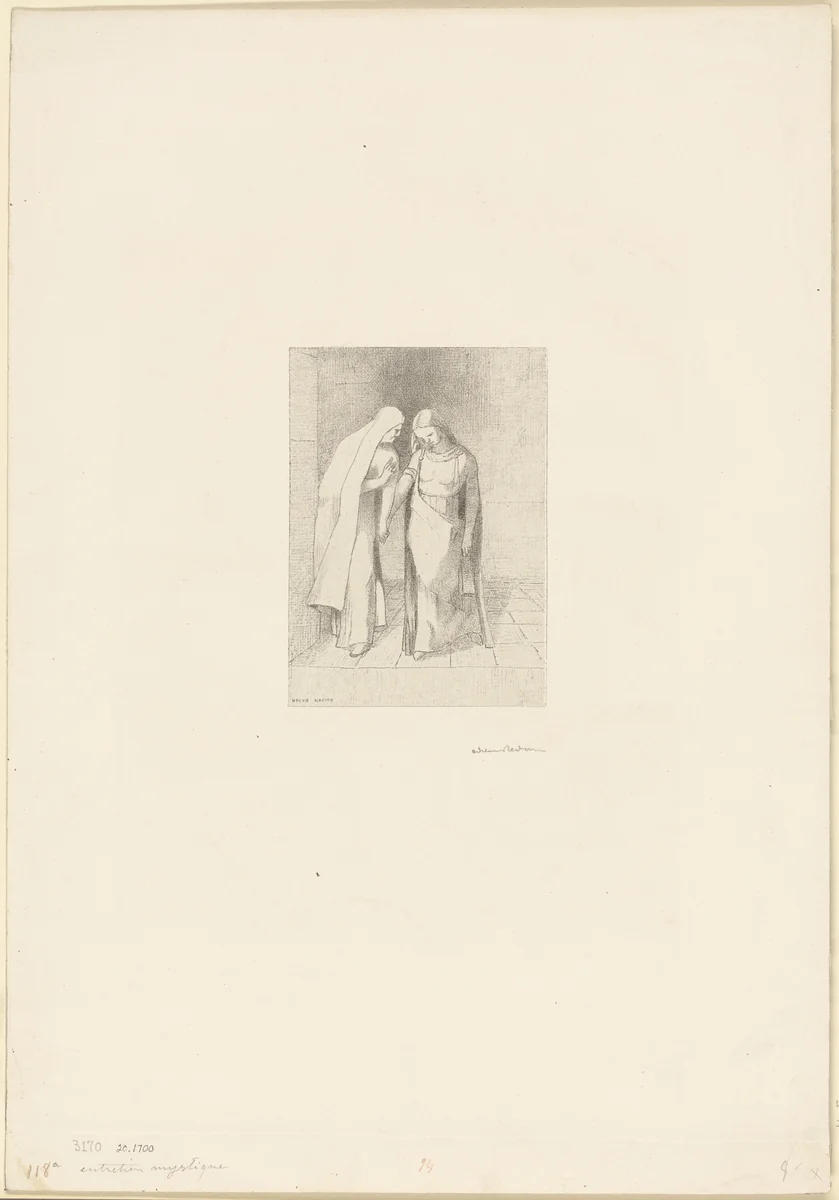 Mystical Conversation by Odilon Redon, print, 1892