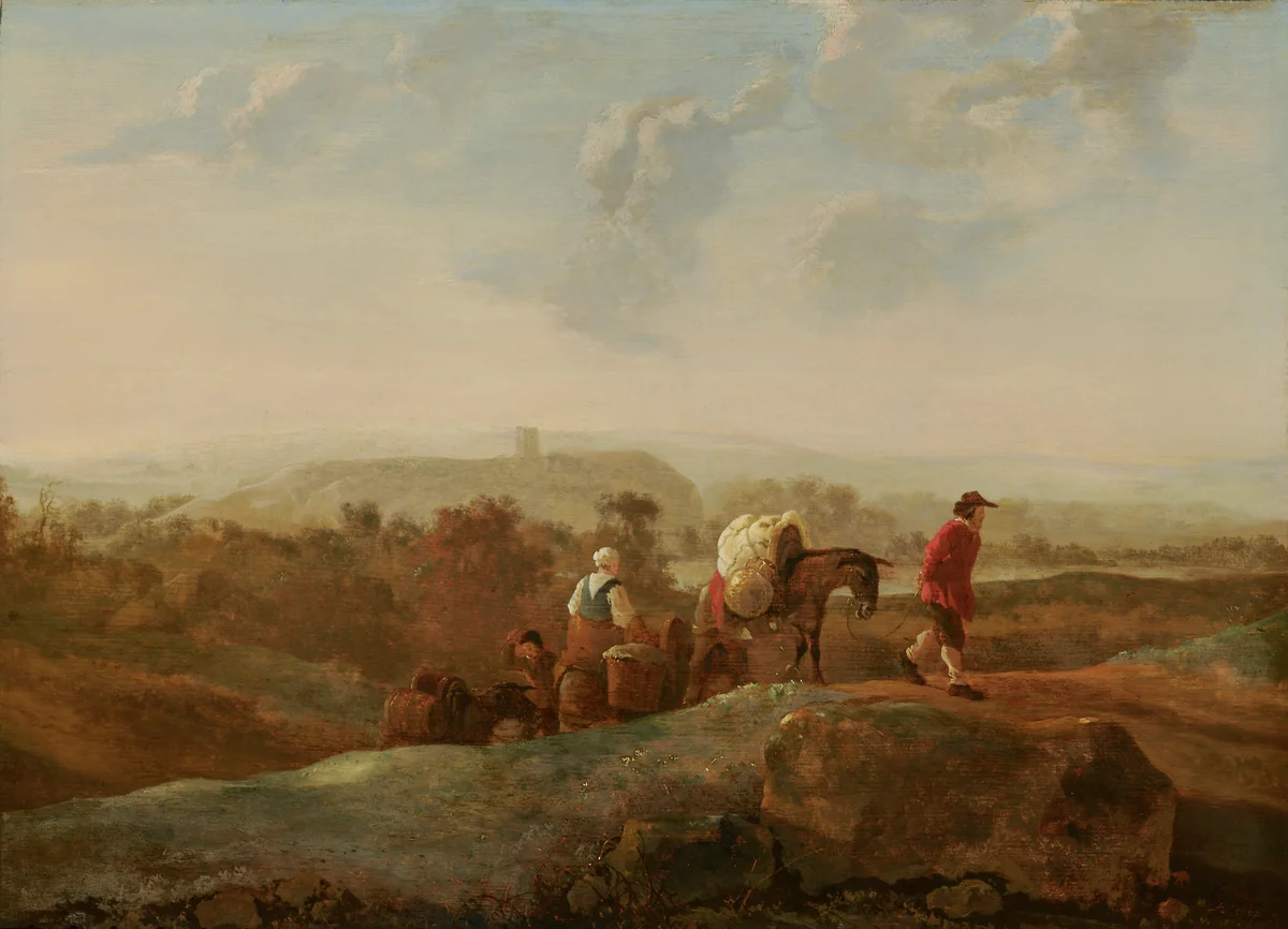 Migrating Peasants in a Southern Landscape by Aelbert Cuyp, painting
