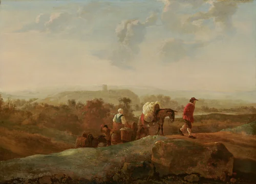 Migrating Peasants in a Southern Landscape by Aelbert Cuyp, painting