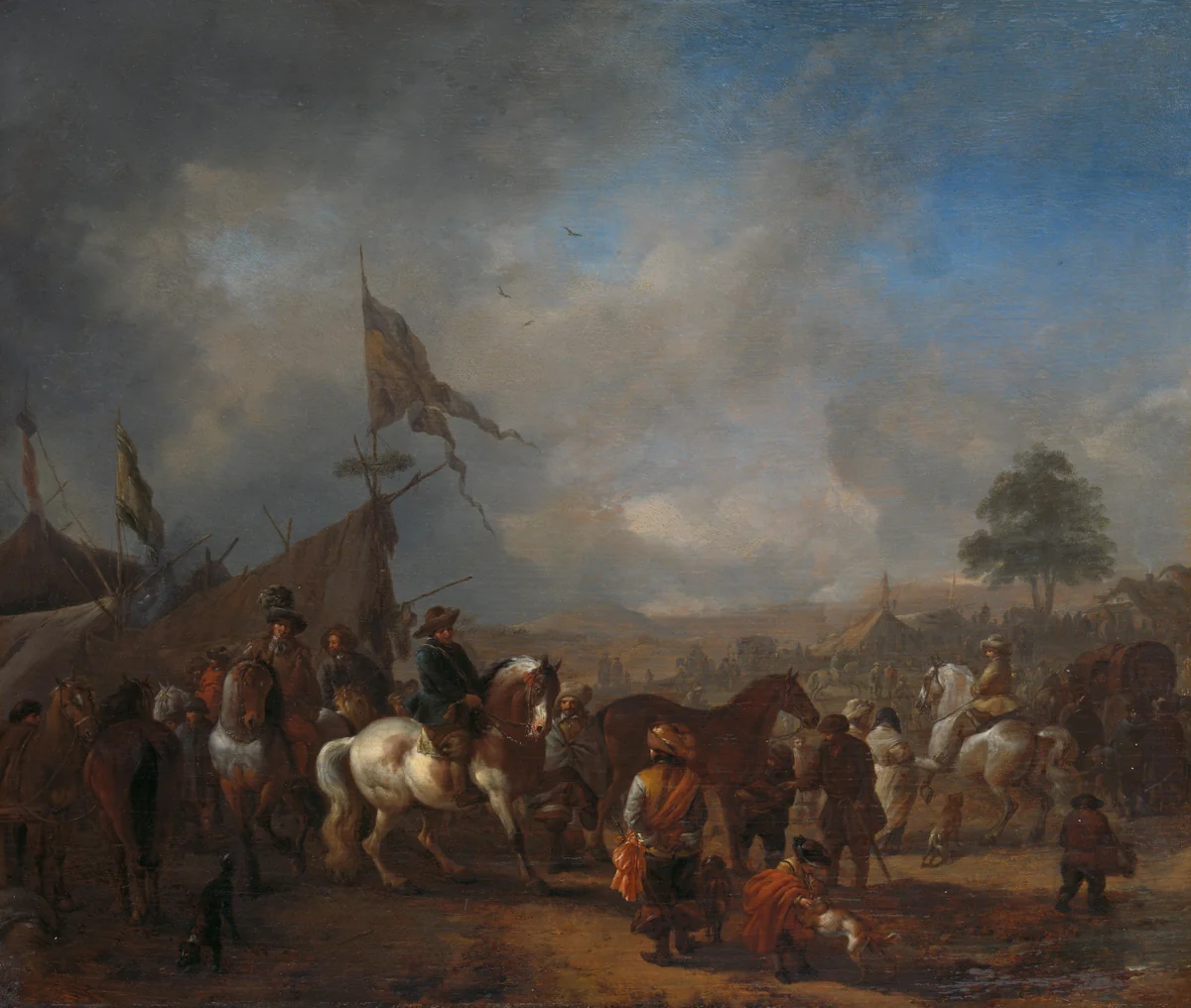 A Horse Fair near an Army Camp by Philips Wouwerman, painting, 1665-1668
