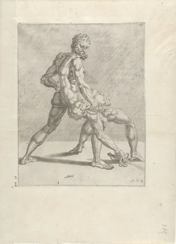 Twee zwaardvechters by Unknown, print, 1552