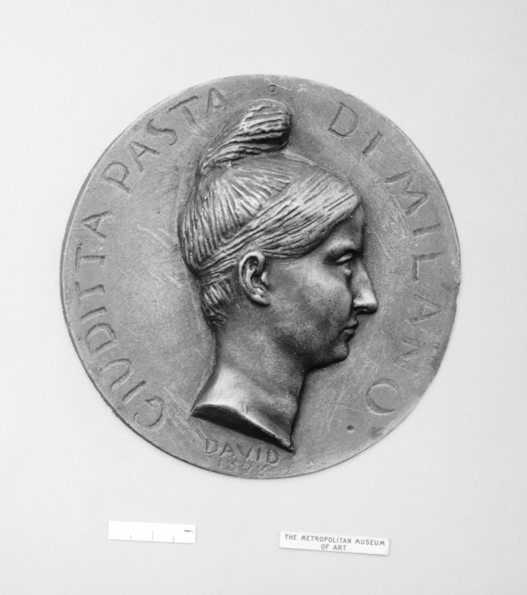 Judith Pasta (1798–1865), Italian singer by Pierre-Jean David d'Angers, metalwork, 1828