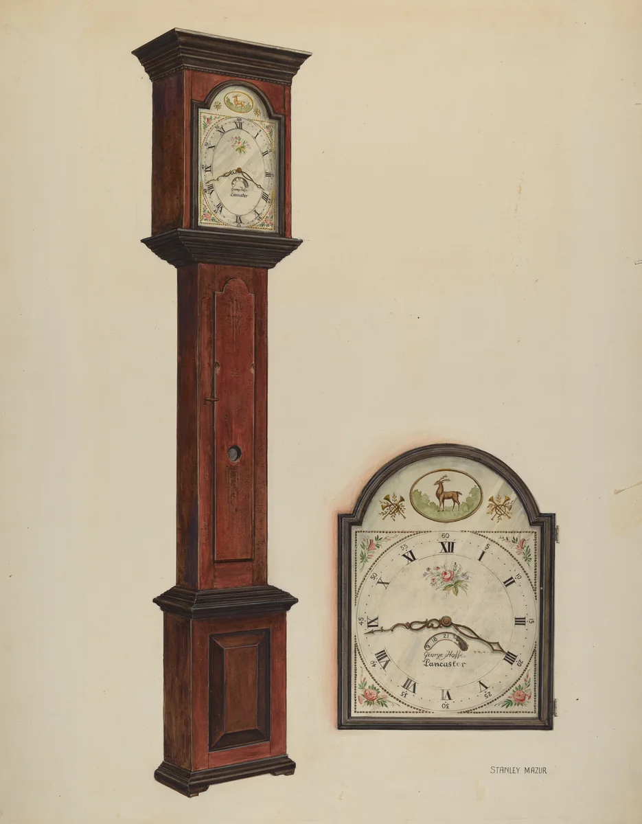 Grandfather Clock by Stanley Mazur, index of american design, 1937