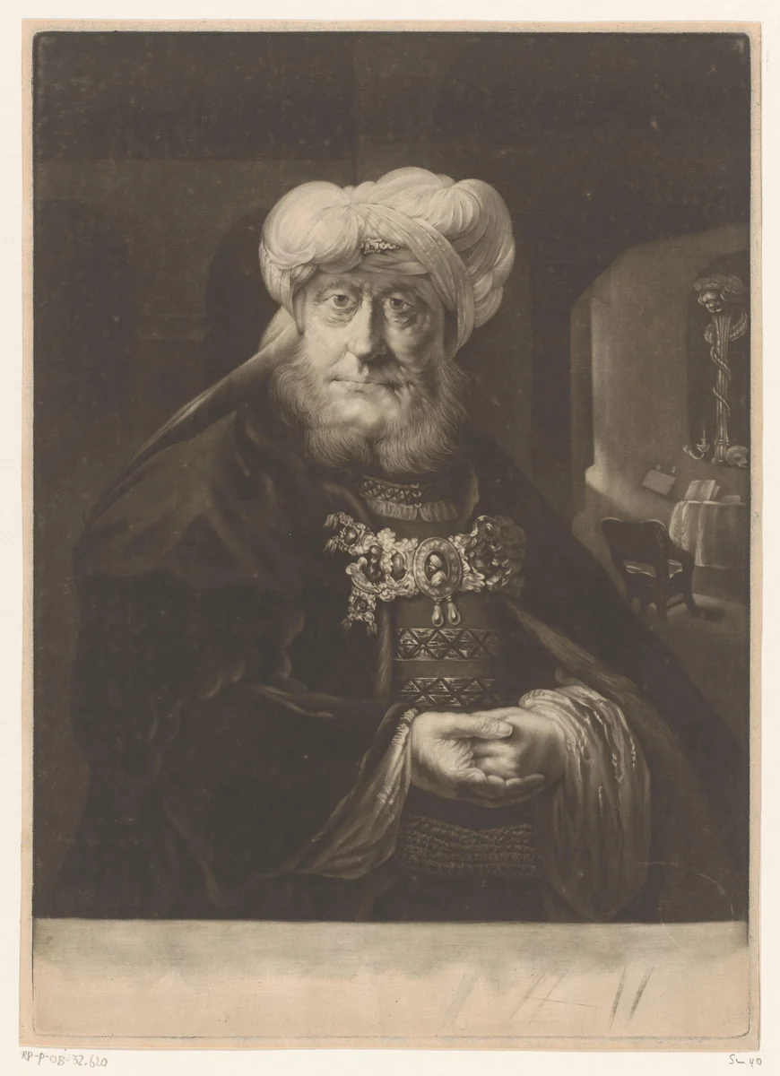 Koning Uzziah geteisterd door melaatsheid by William Pether, print, 1741-1800