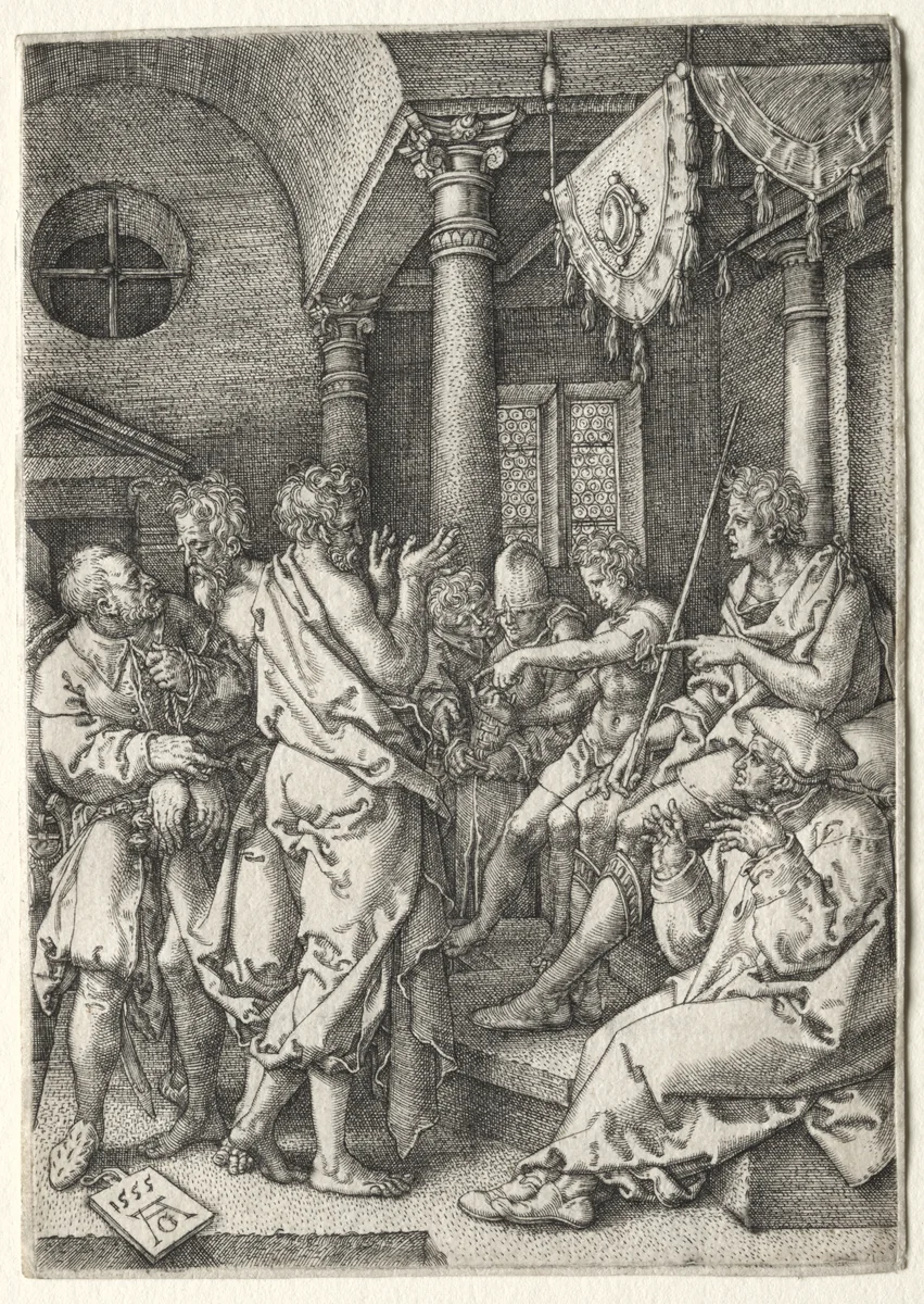 The Story of Susanna: Daniel Cross-Examining the Elders by Heinrich Aldegrever, print, 1517-1599