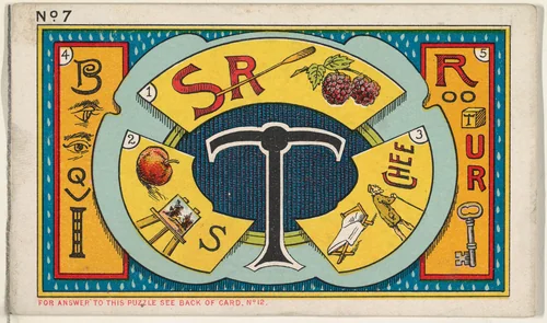 Puzzle Card Number 7, Tea Puzzle, from the Jokes series (N118) issued by Duke Sons & Co. to promote Honest Long Cut Tobacco by W. Duke, Sons & Co., print, 1887-1891