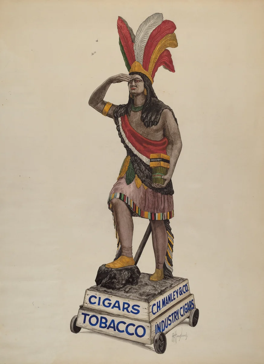 Cigar Store Indian by Augustine Haugland, index of american design, 1937
