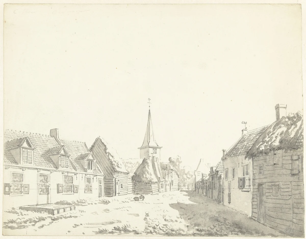 Gezicht te Overzande op Zuid-Beveland by anonymous, drawing, 1700-1800