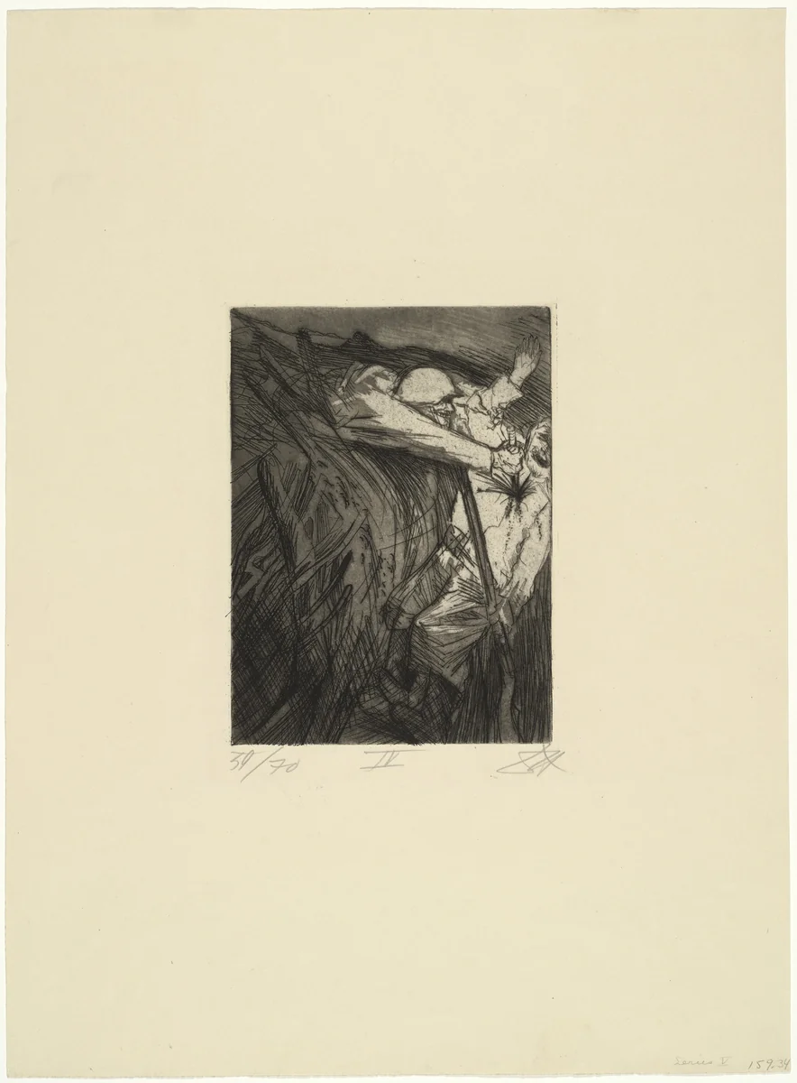 Surprise Attack (Überfall einer Schleichpatrouille) from The War (Der Krieg) by Otto Dix, print, 1924