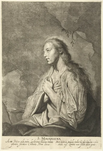 Heilige Maria Magdalena als zondares by Pieter Fransz de Grebber, print, 1610-1655