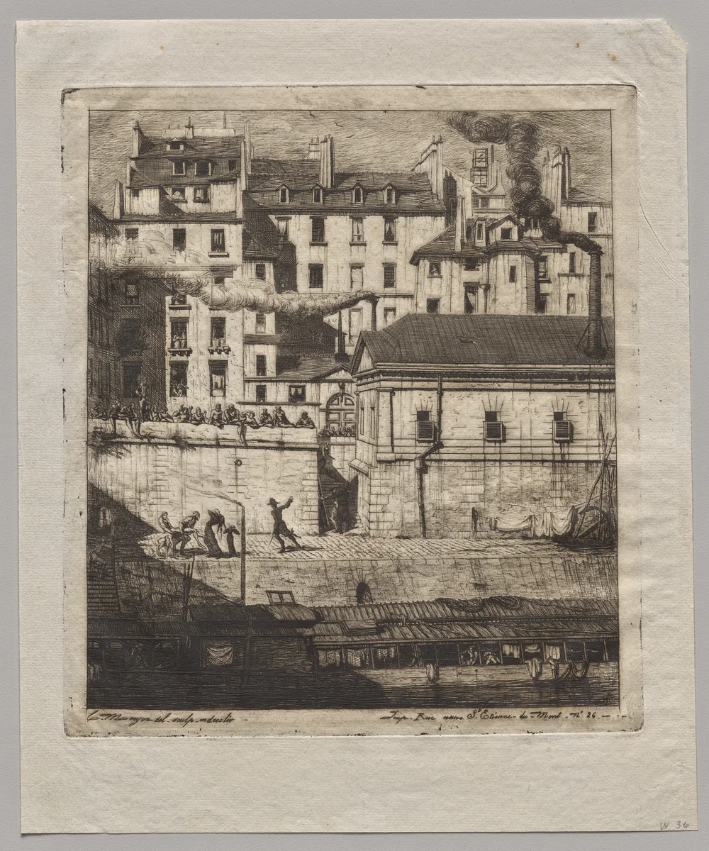 The Mortuary, Paris by Charles Meryon, print, 1854