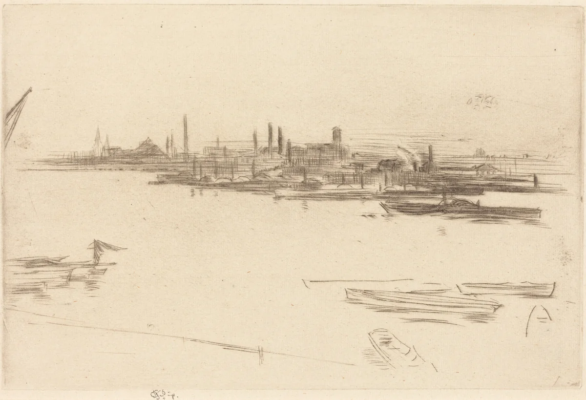 Battersea Morn by James McNeill Whistler, print, 1875