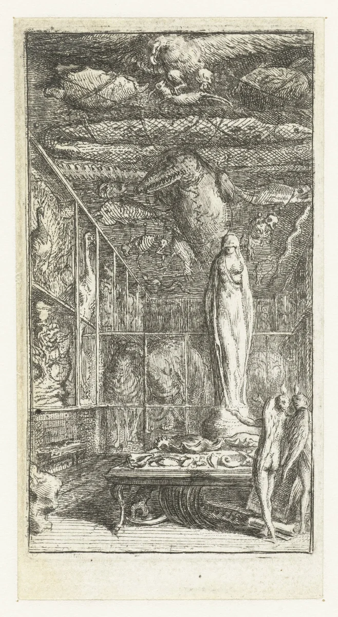 Natuurhistorisch kabinet by Gabriel Jacques de Saint-Aubin, print, 1762