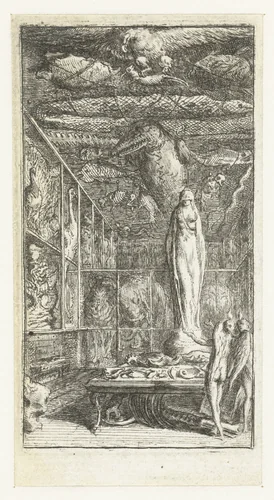Natuurhistorisch kabinet by Gabriel Jacques de Saint-Aubin, print, 1762