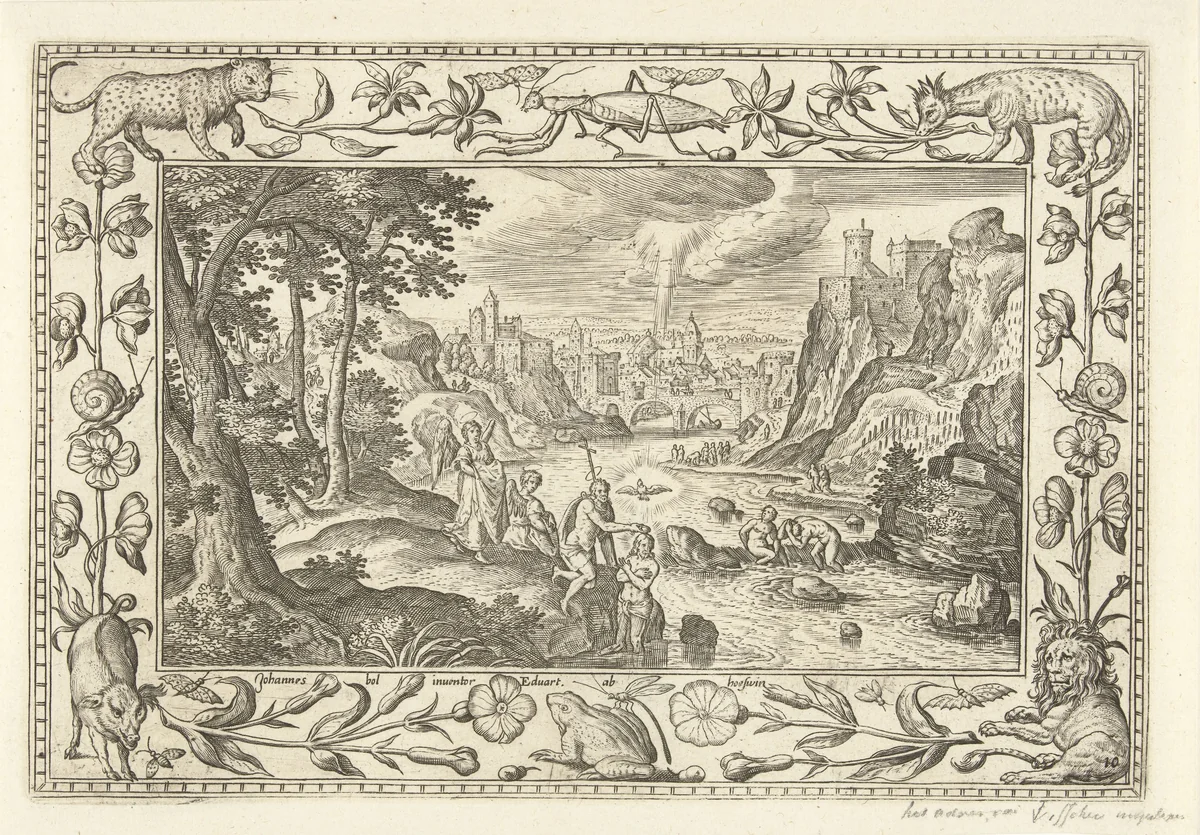 Doop van Christus by Unknown, print, 1582-1586