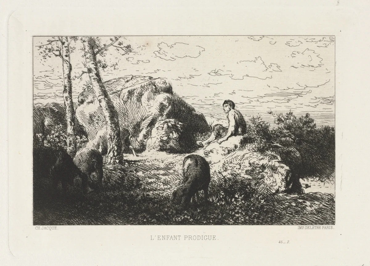 The Prodigal Son by Charles-Émile Jacque, print, 1863-1873