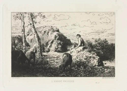The Prodigal Son by Charles-Émile Jacque, print, 1863-1873
