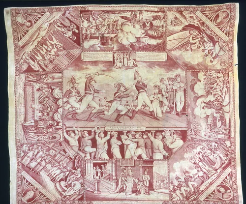 Stage of Europe December 1812 (Handkerchief) by England, textile, 1813-1815
